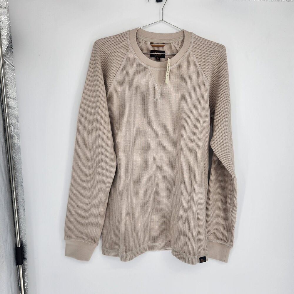 LL Bean Men's Mediumβ Oyster Shell Signature Waffle Crewneck Sweater NWT
